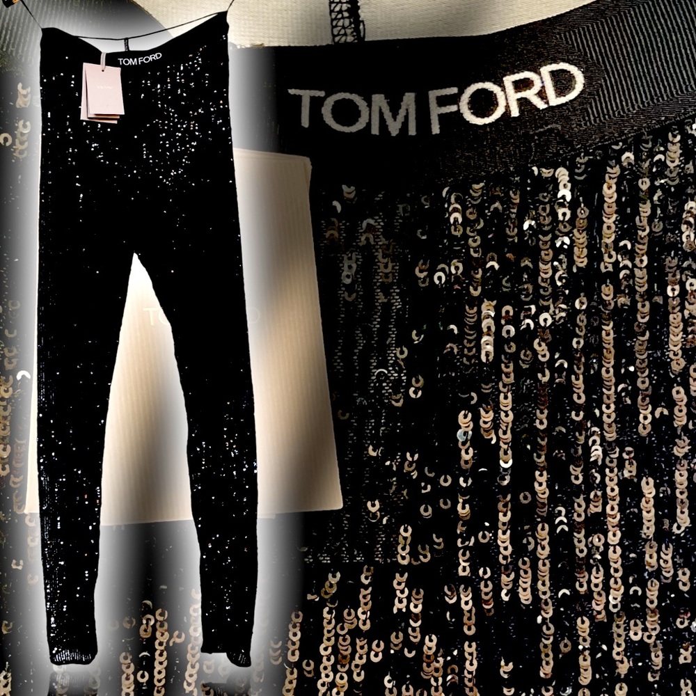 Tom Ford NWT UNISEX black sequined leggings. 100% authentic